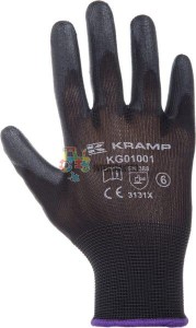 Rękawice robocze roz. 9/L czarne, 3-pak nylon/polyester L=25 cm Protect Kramp KG0100109