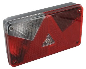 Lampa zespolona tylna, lewa prostokątna 12V czerwona/przezroczysta przykręcana z wtyczką 5-pin  Multipoint V Aspöck 248510007
