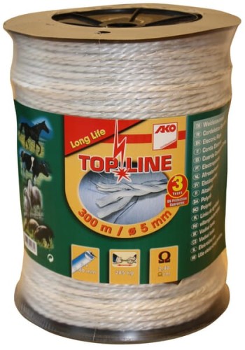 Plecionka do ogrodzeń pastwiskowych TopLine, 5 mm x 300 m przewodnik 3 x 0.40 1650441876 - Intertraktor