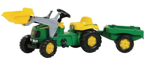 Traktor z napędem na pedały z ładowaczem i przyczepą John Deere, wiek 2.5 lat RollyKid Rolly Toys R02311 - Intertraktor