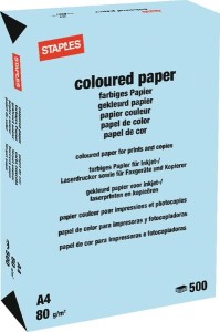 Papier format A4 Staples, jasnoniebieski 500 szt. 600308ST
