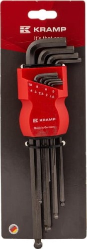 Zestaw kluczy imbusowych przedłużanych z kulką 1.5-10mm 9 ele. stalowoszary 1809010050KR - Intertraktor