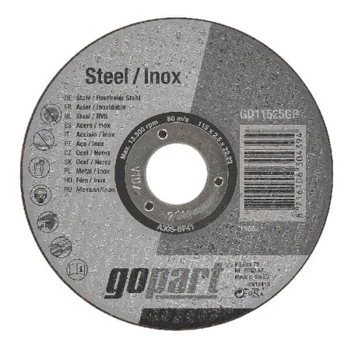 Tarcza do cięcia stal / inox gopart, płaska, 115 x 2,5 mm GD11525GP - Intertraktor