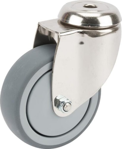 Caster wheel swivel, rubber wheel: Ø100x32mm, stainless steel single bolt hole Load: 100kg, Tente 7470PJC100P3011 - Intertraktor