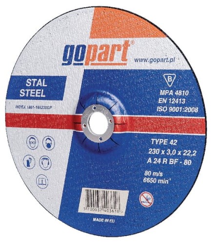 Tarcza do cięcia stali gopart, wypukła 230 x 3 x 22 1861165230GP - Intertraktor