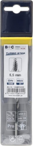 Wiertło 5.5 mm HSS-DIN338-G TURBO STEP 12020700550 - Intertraktor