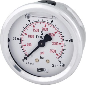 Manometr glicerynowy, ø63 mm, 250 bar, przyłącze tylne 1/4" B711W063250T