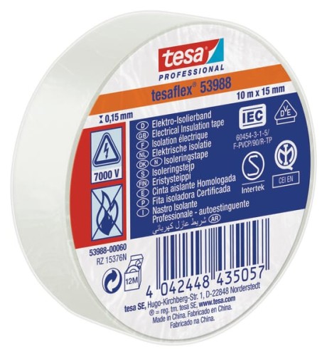 Taśma izolacyjna z miękkiego PCW, biała, 10 m x 15 mm TesaFLEX® T539880006000 - Intertraktor