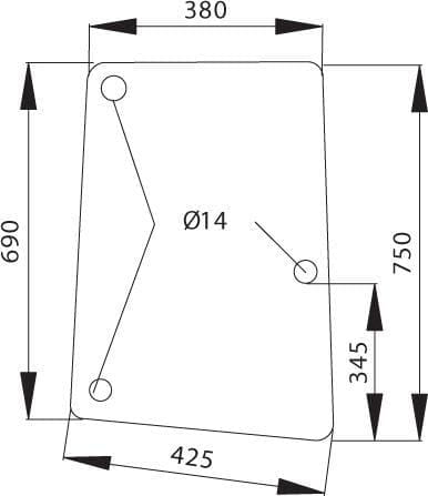 Szyba kabiny, boczna D8183 - Intertraktor