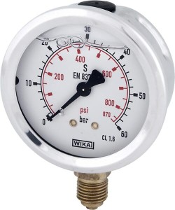 Manometr glicerynowy, Ø 100 mm 60 bar, przyłącze dolne 1/2" B711W100060D