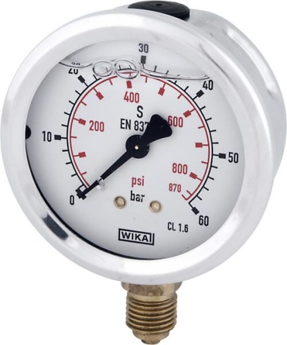 Manometr glicerynowy, Ø 100 mm 60 bar, przyłącze dolne 1/2" B711W100060D - Intertraktor