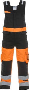 Ogrodniczki, roz. 2XL EU: 58 Hi-Vis, pomarańczowy/czarny, Trendy High Visible Stretch-Line Hydrowear 044485OB58