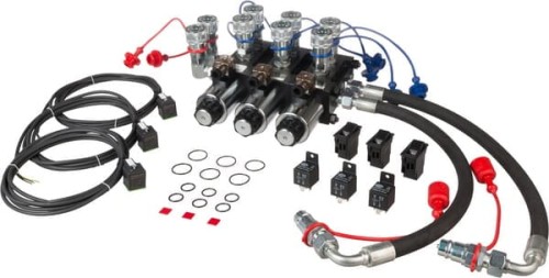Zestaw zaworów rozdzielacza 10/4 12 VDC ze złączami i wężami 10412AK10141SET - Intertraktor