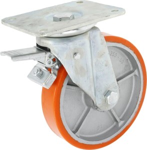 Koło skrętne PU Ø 250x50 mm z hamulcem, podstawa montażowa: 200x160 mm nośność 1200 kg Ro-Carr WH700P250