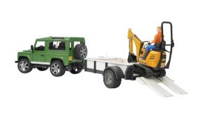 Samochód Land Rover z lawetą i minikoparką JCB 8010 CTS U02593