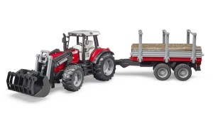 Ciągnik Massey Ferguson 7480 z ładowaczem czołowym i przyczepą do drewna U02046