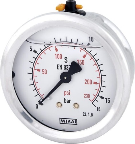 Manometr glicerynowy, ø63 mm, 16 bar, przyłącze tylne 1/4" B711W063016T - Intertraktor
