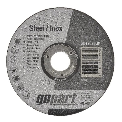 Tarcza do cięcia stal / inox gopart, płaska, 125 x 2,5 mm GD12525GP - Intertraktor
