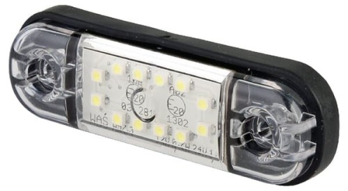 Lampa obrysowa LED, prostokątna, 12/24V biała, przykręcana 12 LED Waś 1400300716 - Intertraktor