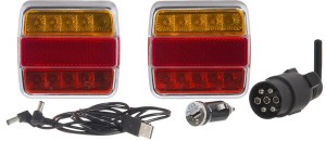 Zestaw lamp bezprzewodowych LED, kwadratowych, 12V, Li-ion, na magnes, wtyczka 7-pin, Kramp LA60025