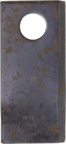 Nożyk kosiarki rotacyjnej lewy 106x48x4 mm otwór Ø 19 mm okrągły pasuje do Niemeyer 570445 - Intertraktor
