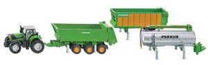 Ciągnik Deutz z zestawem dodatkowych przyczep, SIKU S01848