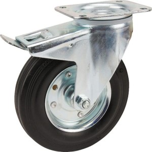 Koła skrętne z czarnymi oponami gumowymi 3477DVR200P63