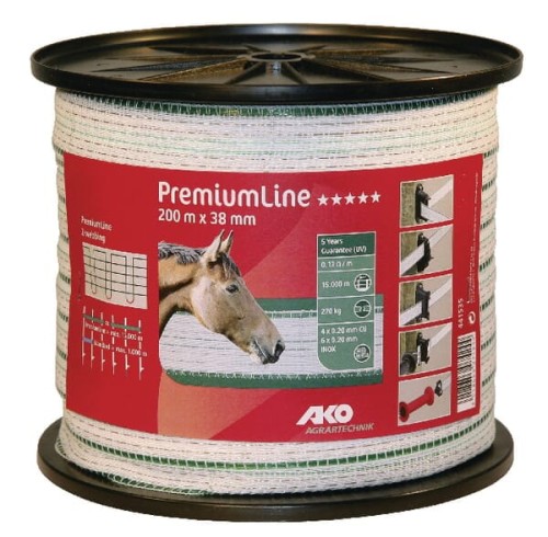 Taśma ogrodzeniowa Premium Line, 36 mm 200 m AKO 441535 - Intertraktor