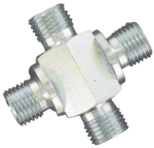 Złącze czwórnikowe 1/4" gwint zewnętrzny BSP stożek wewnętrzny 60° CROSS04BM - Intertraktor