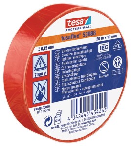 Taśma izolacyjna z miękkiego PCW, czerwona, 20 m x 19 mm TesaFLEX® T539880001600