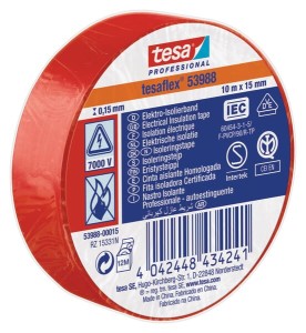Taśma izolacyjna z miękkiego PCW, czerwona, 10 m x 15 mm TesaFLEX® T539880001500
