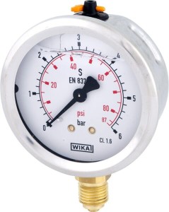Manometr glicerynowy, Ø 63 mm 6 bar, przyłącze dolne 1/4" B711W063006D