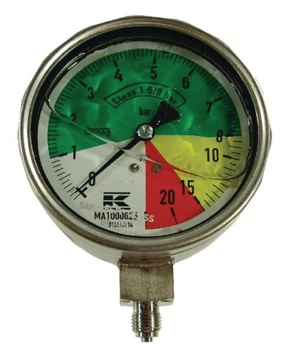 Manometr Ø 100 mm 0-1-8-15-25 bar przyłącze dolne 1/4" Wika MA1000825 - Intertraktor