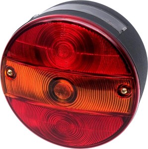 Lampa tylna zespolona, lewa, okrągła, Ø 142 mm pomarańczowa/czerwona, przykręcana Waś 1400681200