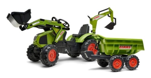 Traktor Claas z ładowaczem czołowym, koparką podsiębierną i przyczepą wywrotką Maxi F1010W - Intertraktor