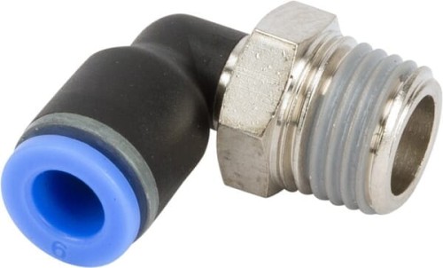 Złącze wtykowe kątowe, obrotowe, gwint zew. 1/4" 6 mm Kramp ECF614P - Intertraktor