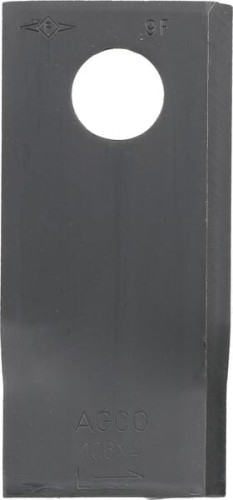 Nożyk kosiarki rotacyjnej lewy 106x48x4 mm otwór Ø 19 mm okrągły pasuje do Fella 122329 - Intertraktor