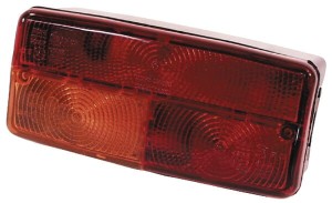 Lampa tylna zespolona, prawa prostokątna, czerwona/pomarańczowa przykręcana z wtyczką AMP Cobo 02487000