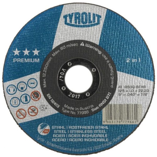 Tarcza do cięcia stal / inox Premium 2in1 płaska, 125x2.5 mm 872339 - Intertraktor