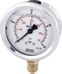 Manometr glicerynowy, Ø 63 mm 40 bar, przyłącze dolne 1/4" B711W063040D