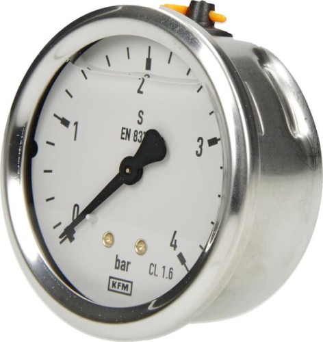 Manometr glicerynowy, ø63 mm, 4 bar, przyłącze tylne 1/4" B711W063004T - Intertraktor