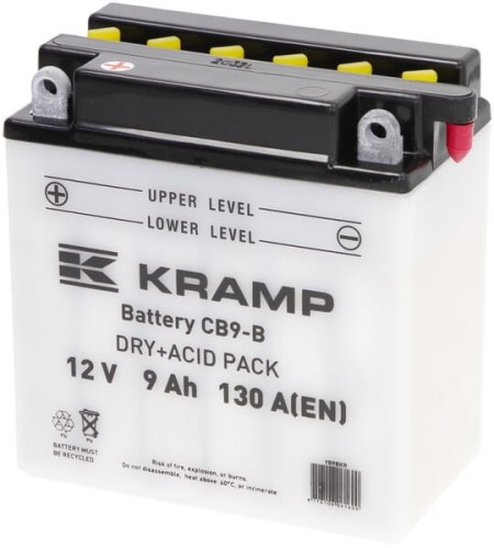 Akumulator 12V 9Ah 130A z elektrolitem Kramp YB9BKR - Intertraktor