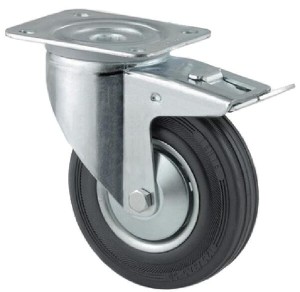 Koła skrętne z czarnymi oponami gumowymi 3477DVJ125P62