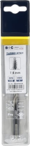 Wiertło 7.5 mm HSS-DIN338-G TURBO STEP 12020700750 - Intertraktor