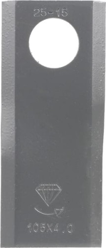 Nożyk kosiarki rotacyjnej lewy 107x45x4 mm otwór Ø 21 mm okrągły pasuje do Gyrland 25 szt. 0110349GKR - Intertraktor