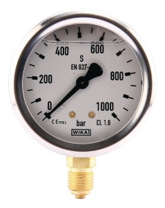 Manometr glicerynowy, Ø 63 mm 0-1000 bar, przyłącze dolne 1/4" MA631000L04PLGF