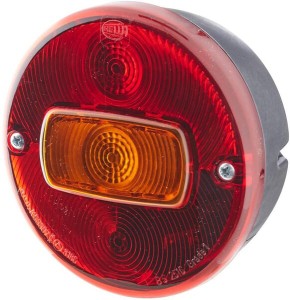 Lampa tylna zespolona, okrągła 12V czerwona/pomarańczowa przykręcana Ø 115 mm Hella 2SD001679001