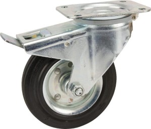 Koła skrętne z czarnymi oponami gumowymi 3477DVR160P63