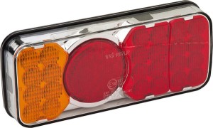 Lampa tylna zespolona LED, prostokątna, 12/24V pomarańczowa/czerwona, przykręcana Waś 1400300318KR