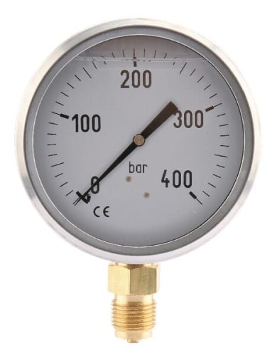 Manometr glicerynowy, Ø 100 mm 0-400 bar, przyłącze dolne 1/2" MA100400L08SSGF - Intertraktor